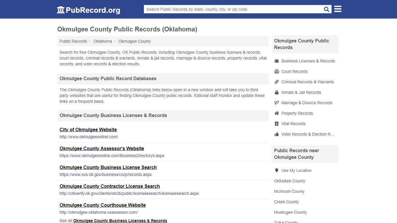 Free Okmulgee County Public Records (Oklahoma Public Records)